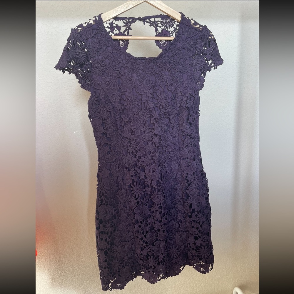 Lulus Plum Lace Open Back Dress
